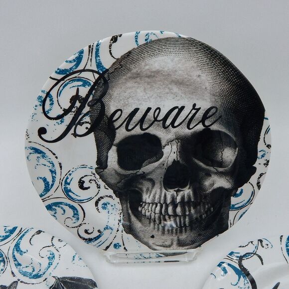 Pier 1 Imports Halloween Melamine Luncheon Plates 9 Inch Blue Black Set/4 - Picture 2 of 11